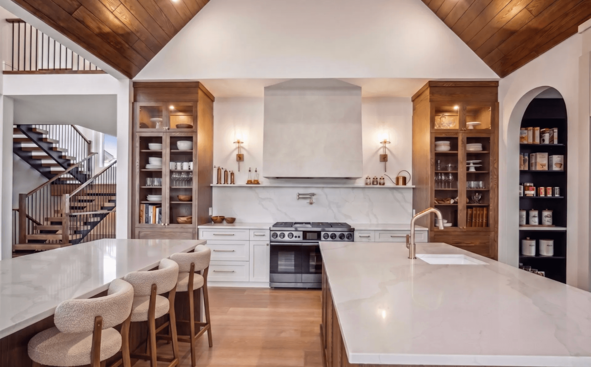 White and wood custom kitchen